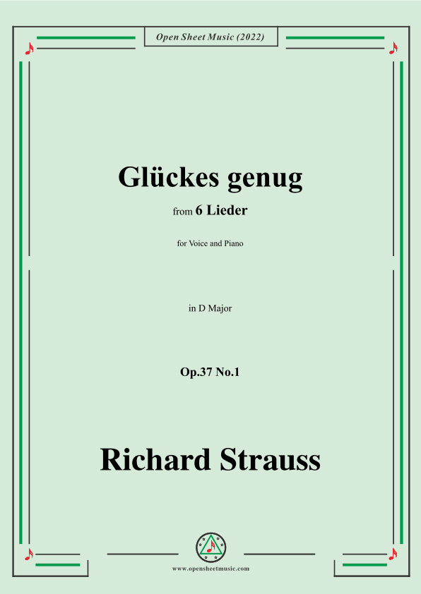 Richard Strauss-Glückes genug,in D Major,Op.37 No.1 (arr. OSM Press)
