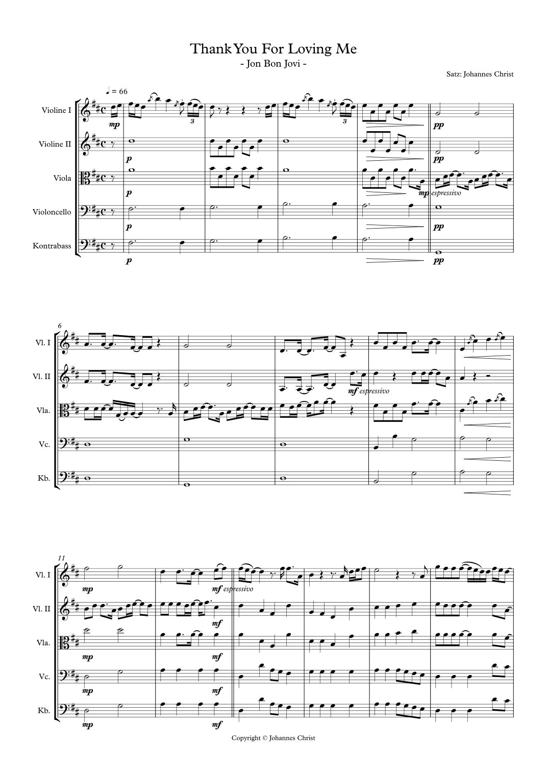 Thank You For Loving Me (arr. Johannes Christ)