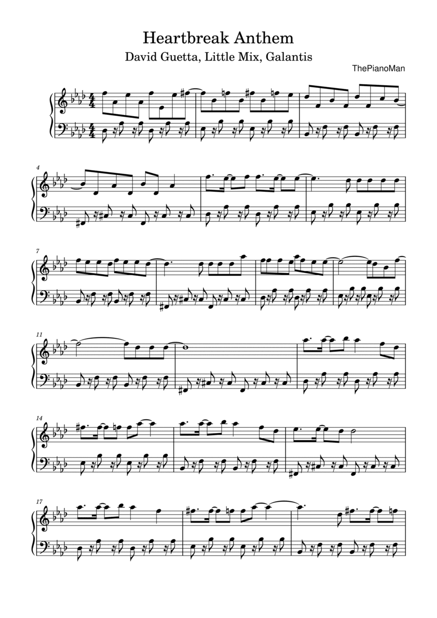 Heartbreak Anthem (arr. ThePianoMan)