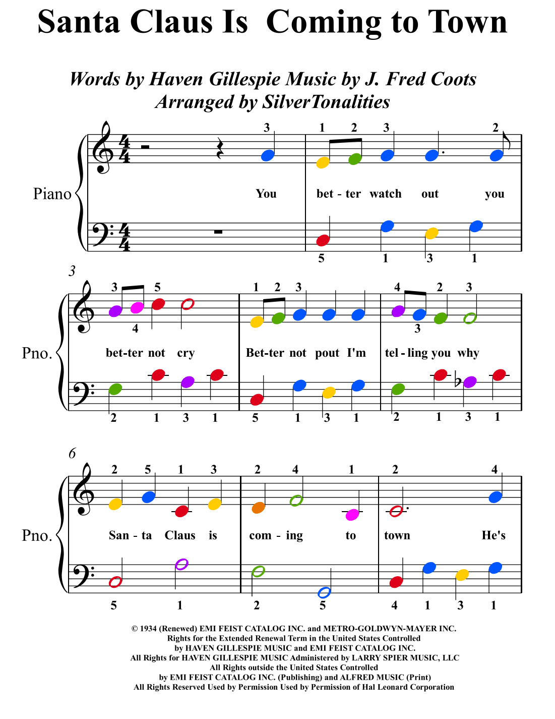 Santa Claus Is Comin' To Town (arr. SilverTonalities)