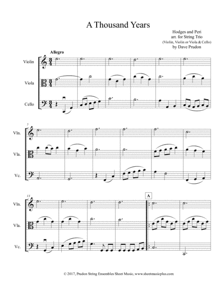 A Thousand Years (arr. Dave Prudon)