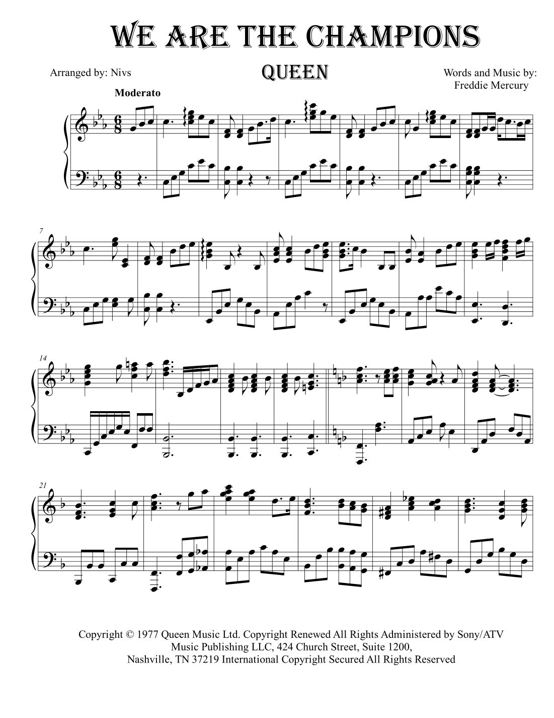 We Are The Champions (arr. Nivs)