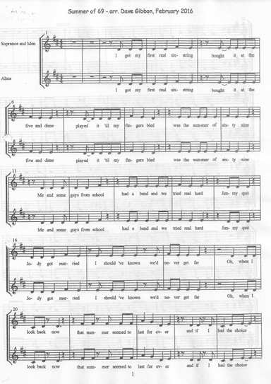 Summer Of '69 (arr. David Gibbon)