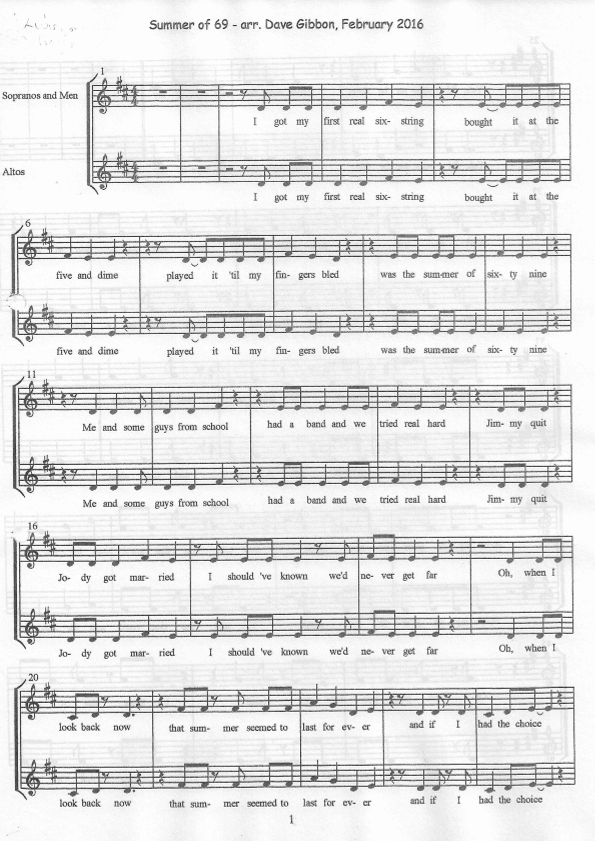 Summer Of '69 (arr. David Gibbon)