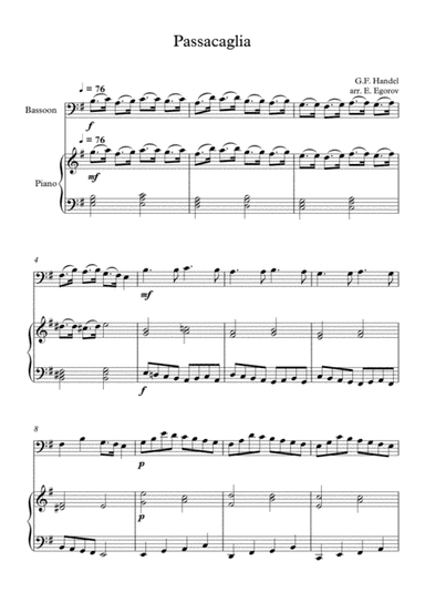 Passacaglia, Handel-Halvorsen, For Bassoon & Piano (arr. Eugene Egorov)