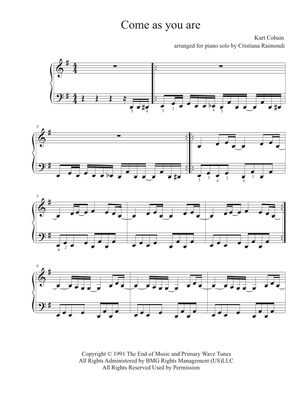 Come As You Are (arr. Cristiana Raimondi)