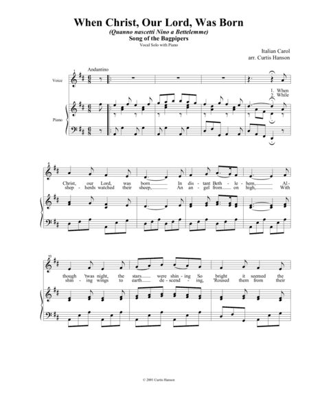 When Christ, Our Lord, Was Born (arr. Curtis Hanson)