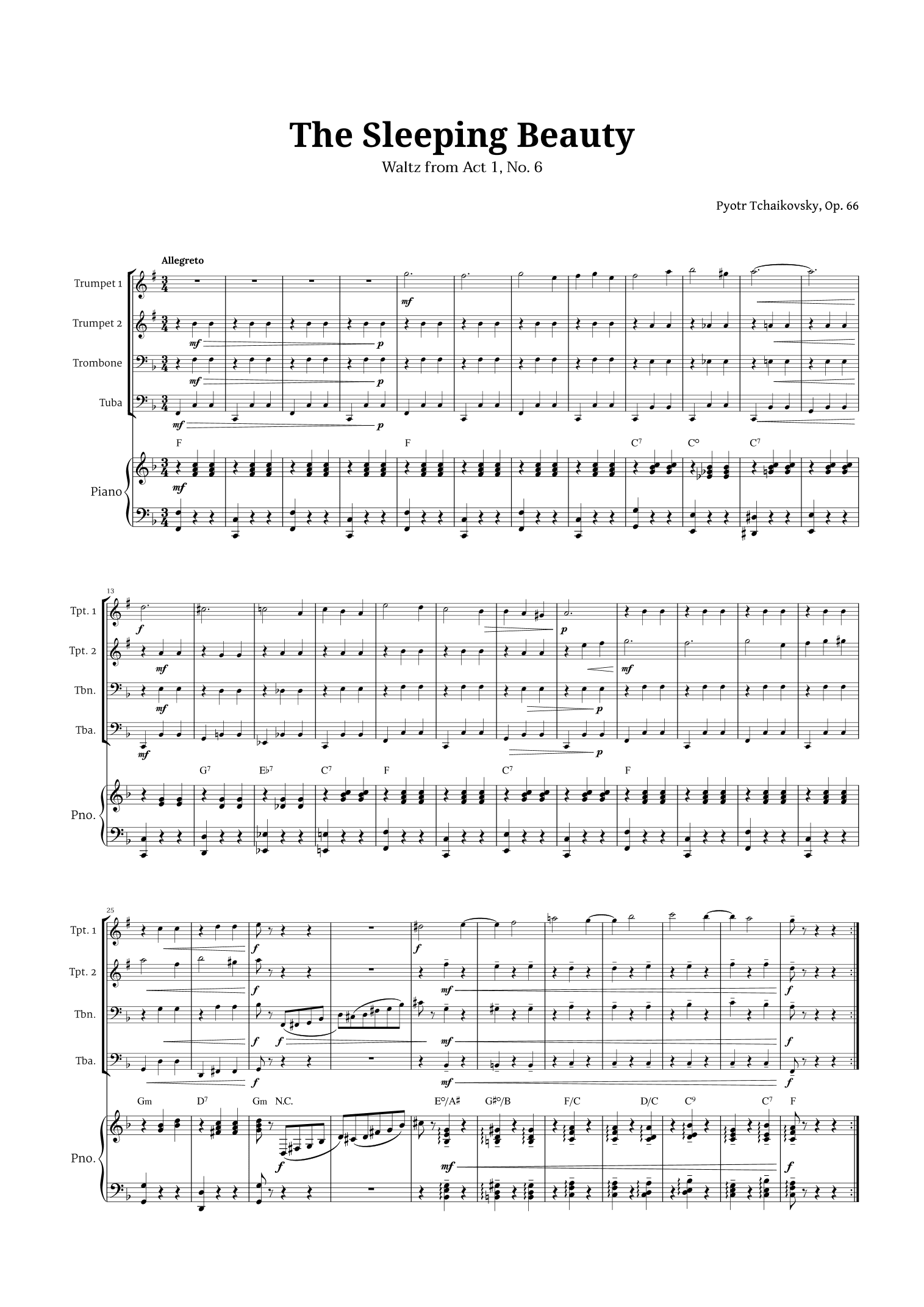 The Sleeping Beauty Waltz for Brass Quartet and Piano (arr. Langanho)