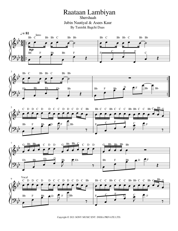 Raataan Lambiyan (arr. Girish Kataria)