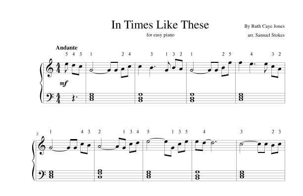 In Times Like These (arr. Samuel Stokes)