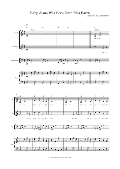 Baby, Jesus, Was Born Unto This Earth - duet cello and piano