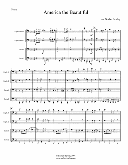 America The Beautiful - Tuba/Euphonium Quartet (arr. Norlan Bewley)