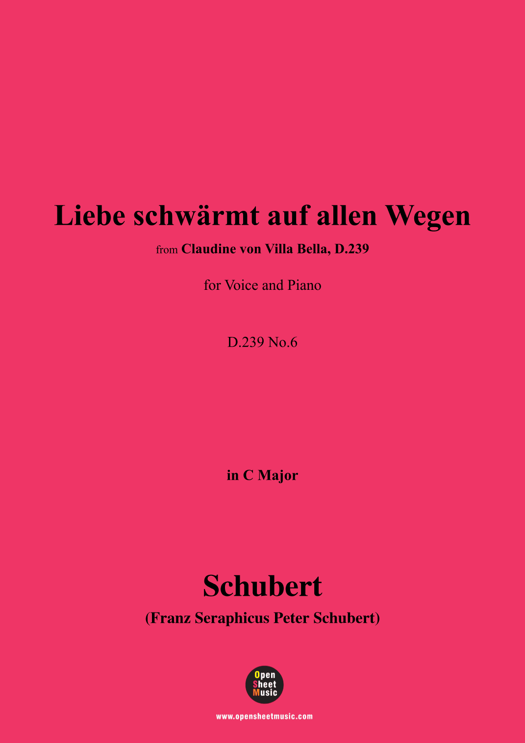 Schubert-Liebe schwärmt auf allen Wegen,in C Major (arr. OSM Press)