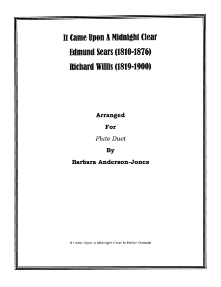 It Came Upon A Midnight Clear (Flute Duet) (arr. Barbara Anderson-Jones)