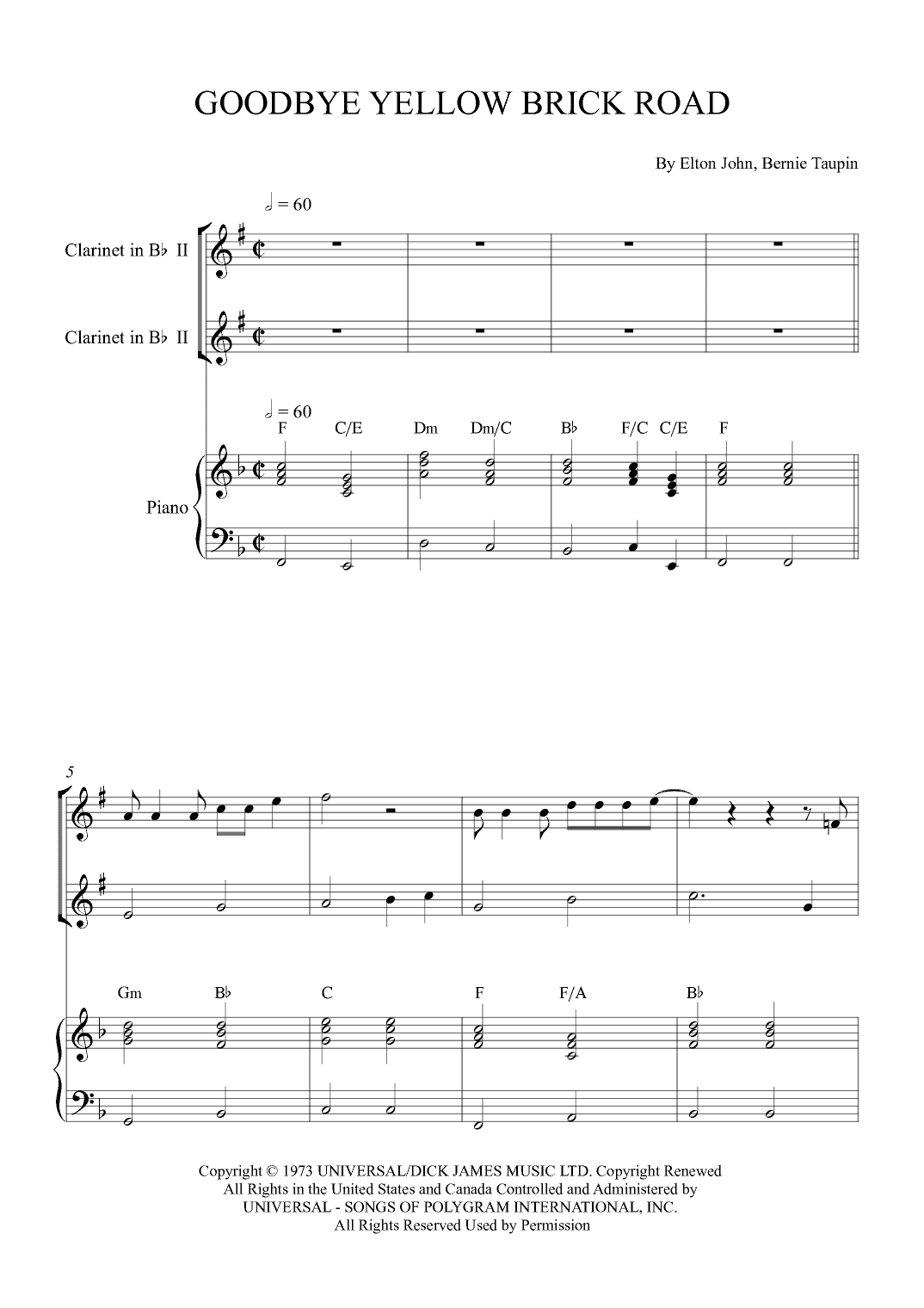 Goodbye Yellow Brick Road (arr. Alex Nunes Rodrigues)