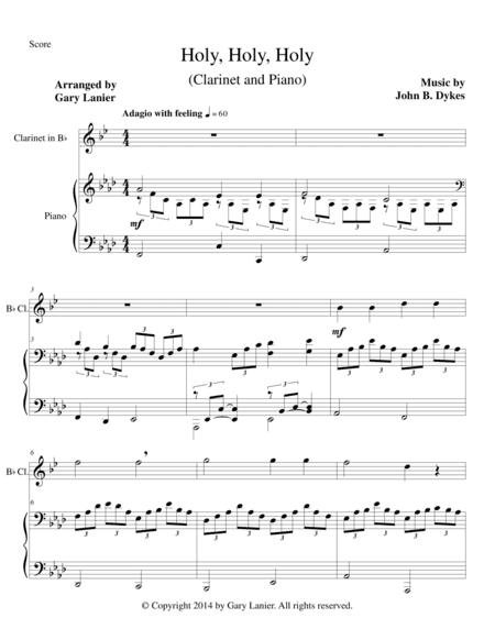 HOLY, HOLY, HOLY (Bb Clarinet Piano and Clarinet Part) (arr. Gary Lanier)