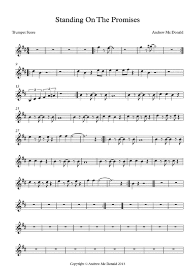 Standing On The Promises Bb Trumpet Score