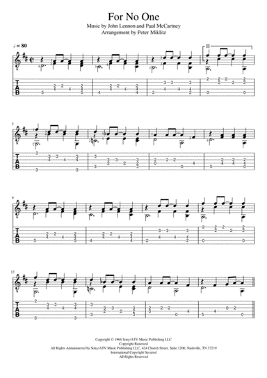 For No One (arr. Peter Miklitz)