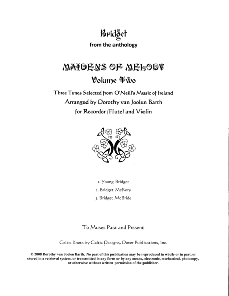 Bridget (3 Duos) (arr. Dorothy van Joolen Barth)