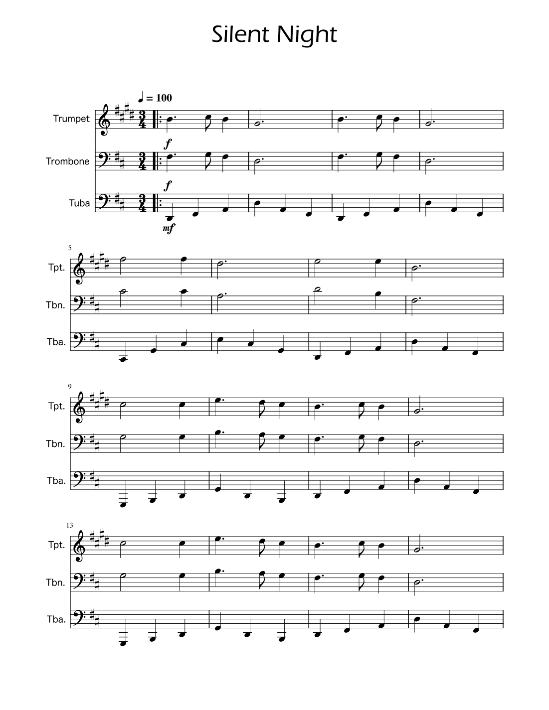 Silent Night - Brass Trio (arr. Ygor Nunes)