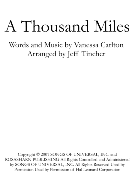 A Thousand Miles (arr. Jeff Tincher)