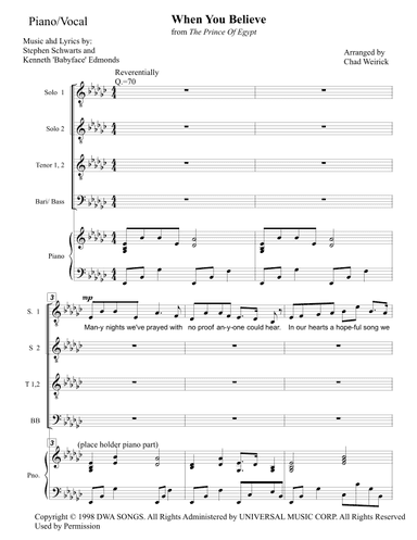 When You Believe (arr. Chad Weirick)