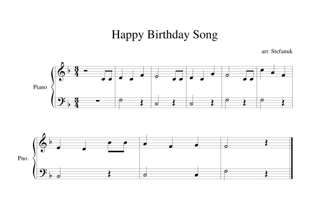Happy Birthday, easy piano (arr. Misha Stefanuk)