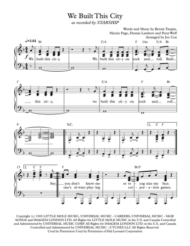 We Built This City (arr. Joe Cox)