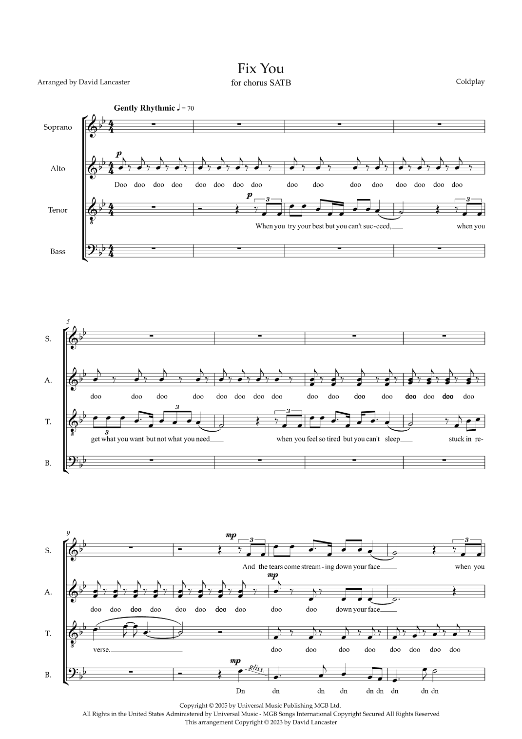 Fix You (arr. David Lancaster)