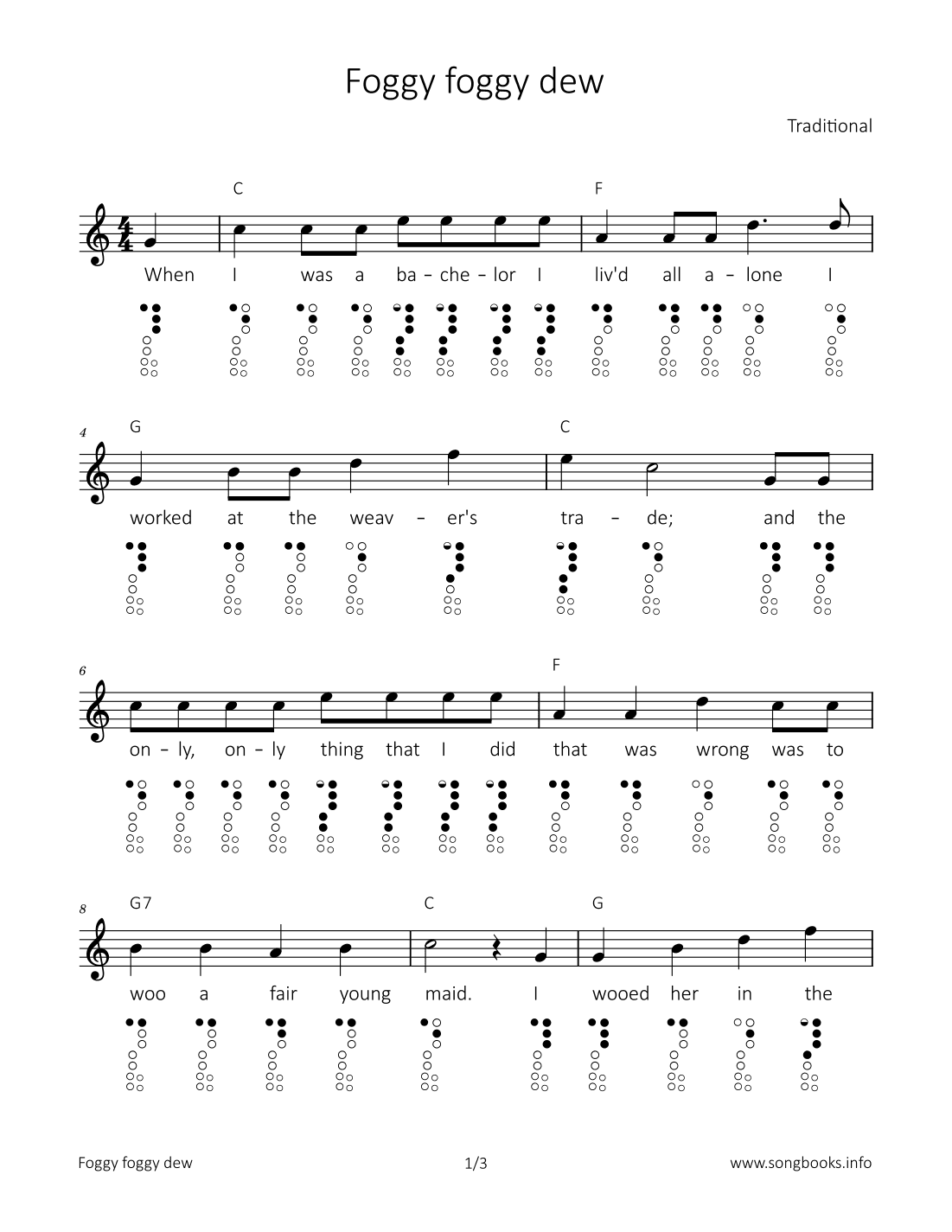 Foggy foggy dew (arr. songbooks.info)