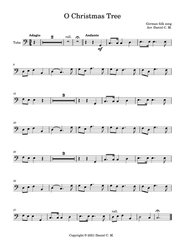 O Christmas Tree for tuba and piano (easy) (arr. Daniel C. M)