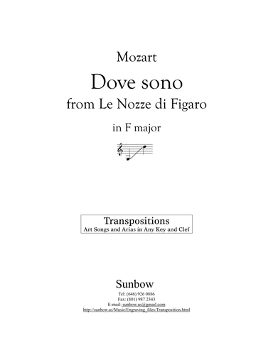 Mozart: Dove sono (transposed to F Major) (arr. Sunbow)