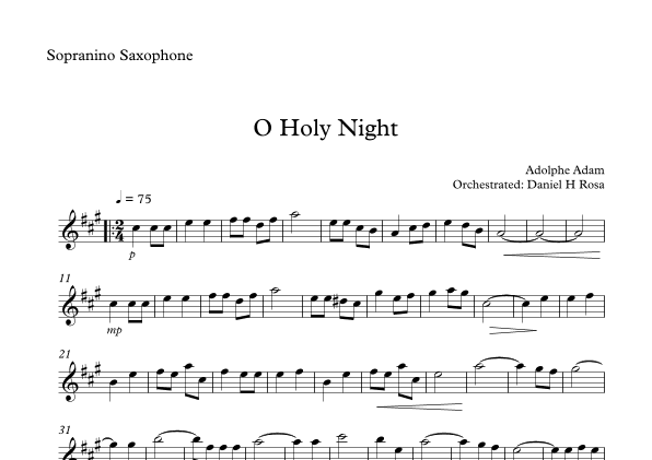 O Holy NIght - Christmas Carol - Sopranino Saxophone (arr. Daniel H Rosa)