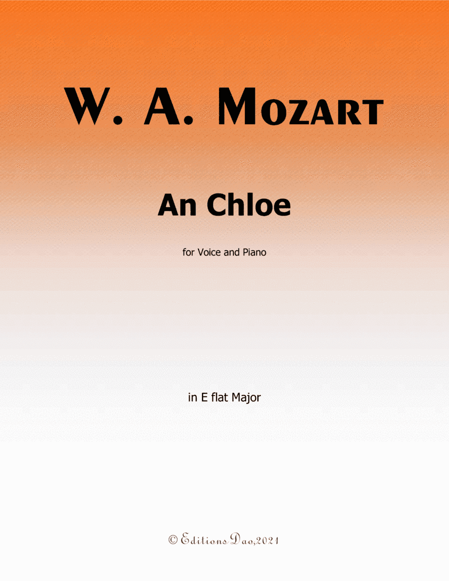 An Chloe, by Mozart, K.524, in E flat Major (arr. Editions Dao)
