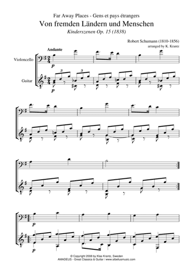 Von fremden Landern / Far Away Places for cello and guitar (arr. Amadeus Music)