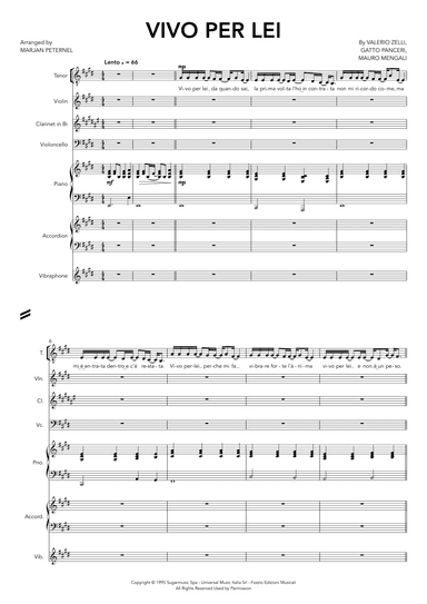 Vivo Per Lei (arr. Marjan Peternel)
