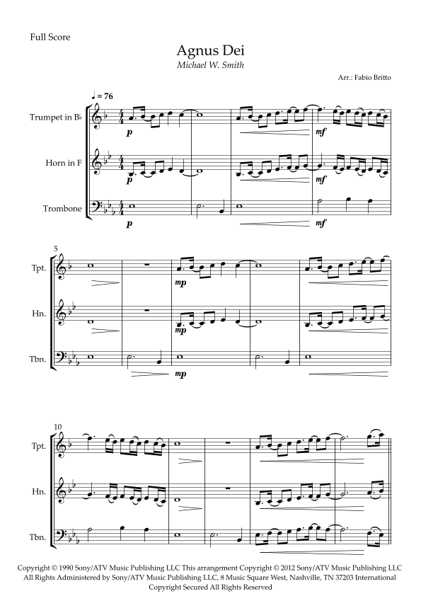 Agnus Dei (arr. Fabio Britto)
