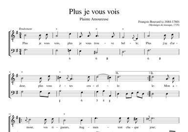 Plus je vous vois (arr. Early Music Scores)