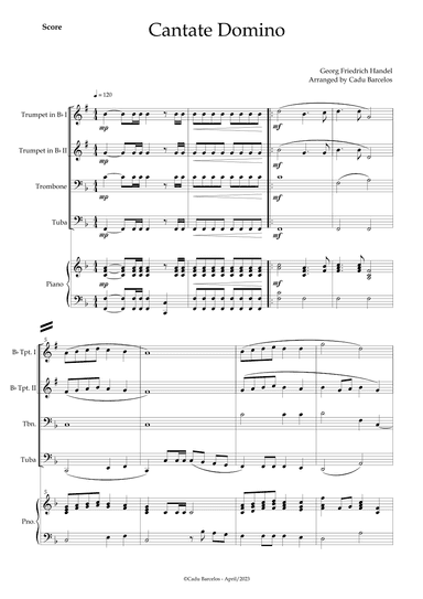 Cantate Domino - Handel (Brass Quartet) Piano (arr. Cadu Barcelos)