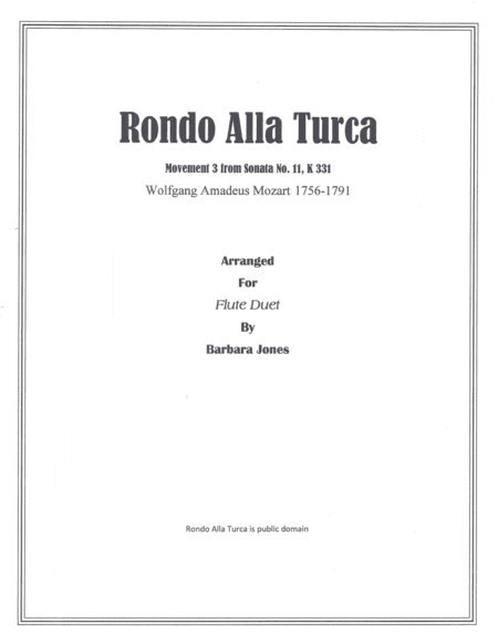 Rondo Alla Turca (Flute Duet) (arr. Barbara Jones)