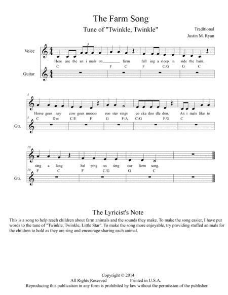 The Farm Song (arr. Justin M. Ryan)