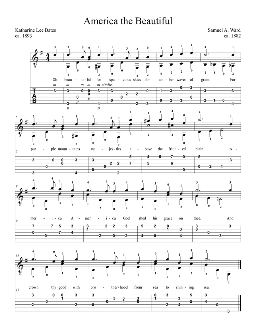 America the Beautiful ( for Solo Fingerstyle Guitar ) (arr. Dennis McCorkle)