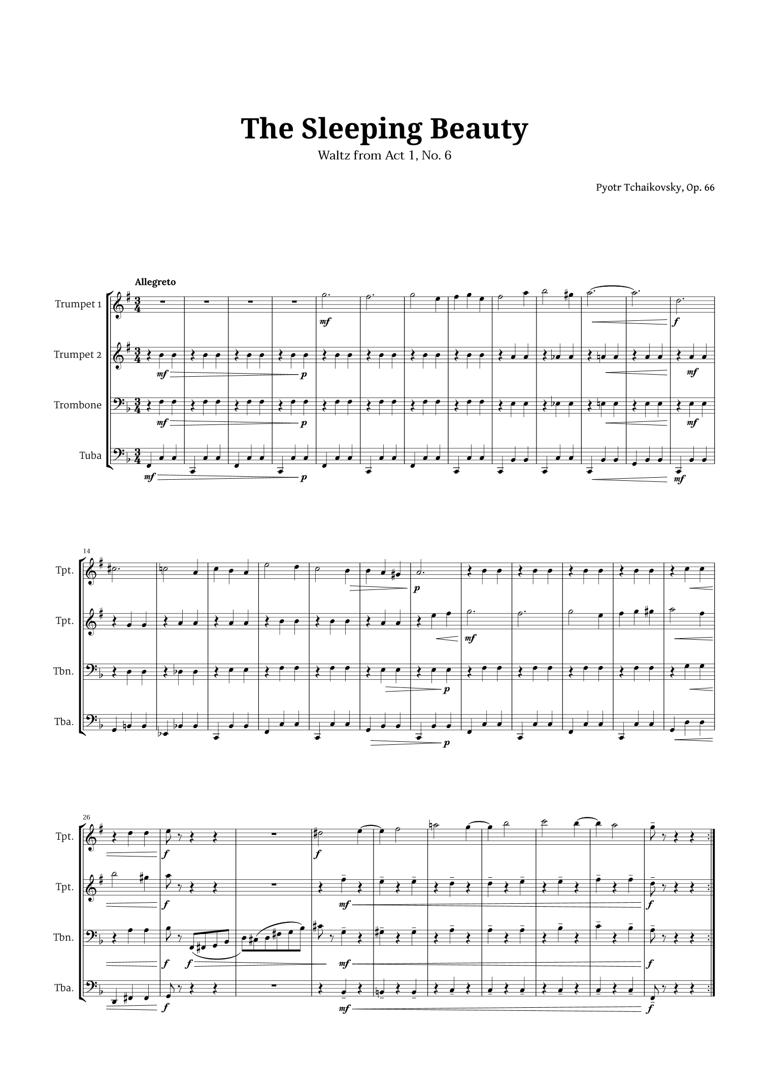 The Sleeping Beauty Waltz for Brass Quartet (arr. Langanho)