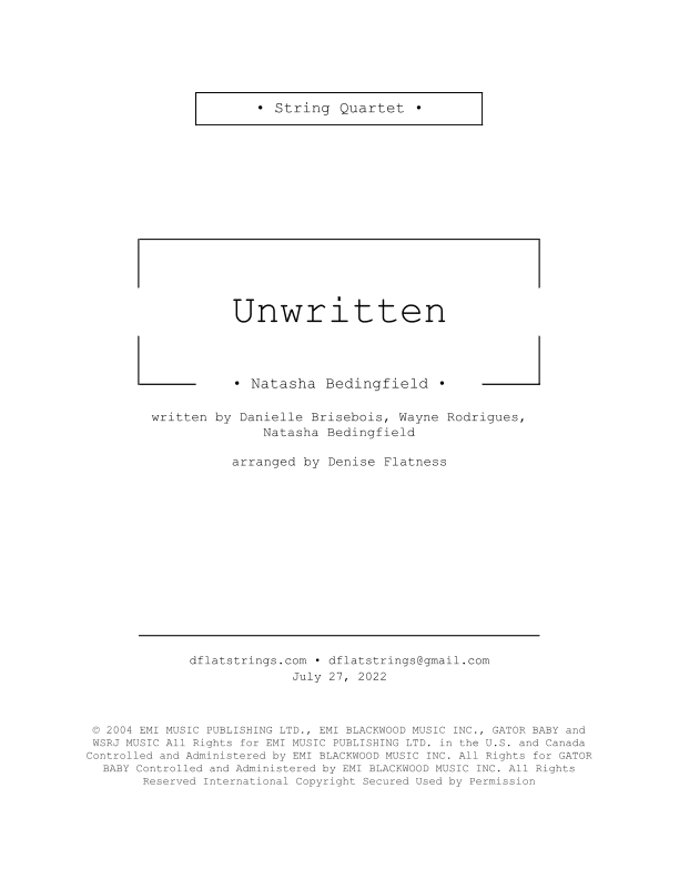 Unwritten (arr. Denise Flatness)