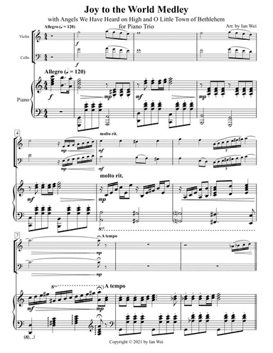 Joy to the World Medley for Piano Trio (arr. Ian Wei)