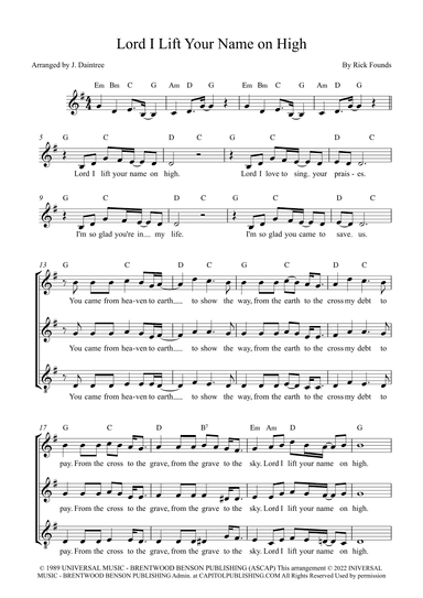 Lord, I Lift Your Name On High (arr. J. Daintree)
