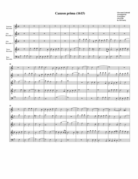 Canzon 1 a5 (1615) (arrangement for 5 recorders) (arr. Gil Garty)