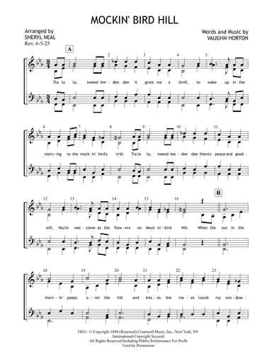 Mockin' Bird Hill (arr. Sheryl Neal)