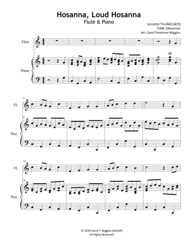 Hosanna, Loud Hosanna (Ellacombe) Flute & Piano (arr. Carol Troutman Wiggins)