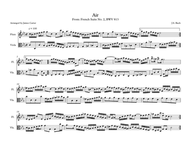 Air from French Suite No. 2 for Flute & Viola Duet (arr. J.W. Carter)